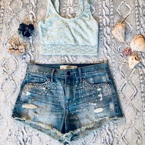 A&F bedazzled denim shorts ✨